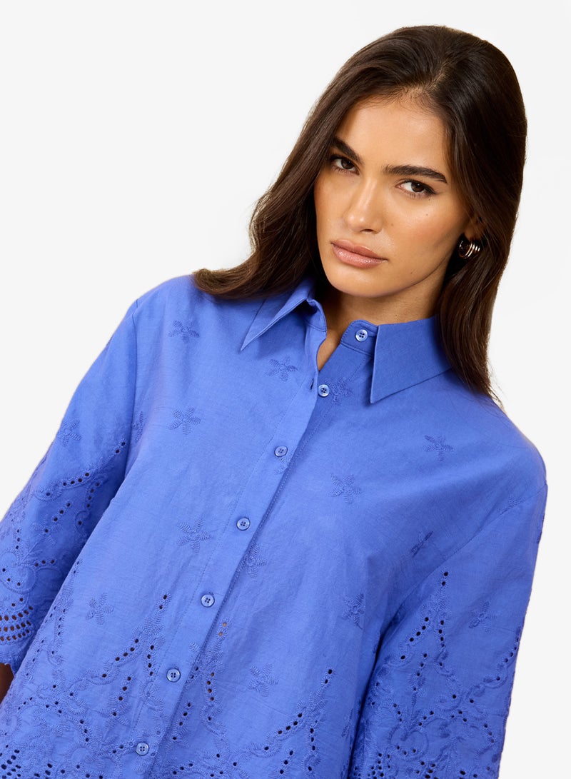 Little Mistress Blue embroidered Shirt - Image 3